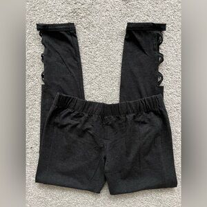 NWOT Chaser Dark Gray Leggings with Criss Cross Hem Design Size Medium